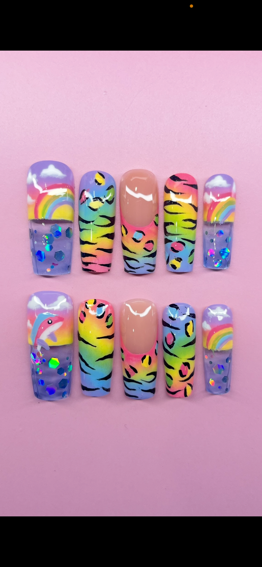 🌈🐟 LISA FRANK NAILS🌈🐟